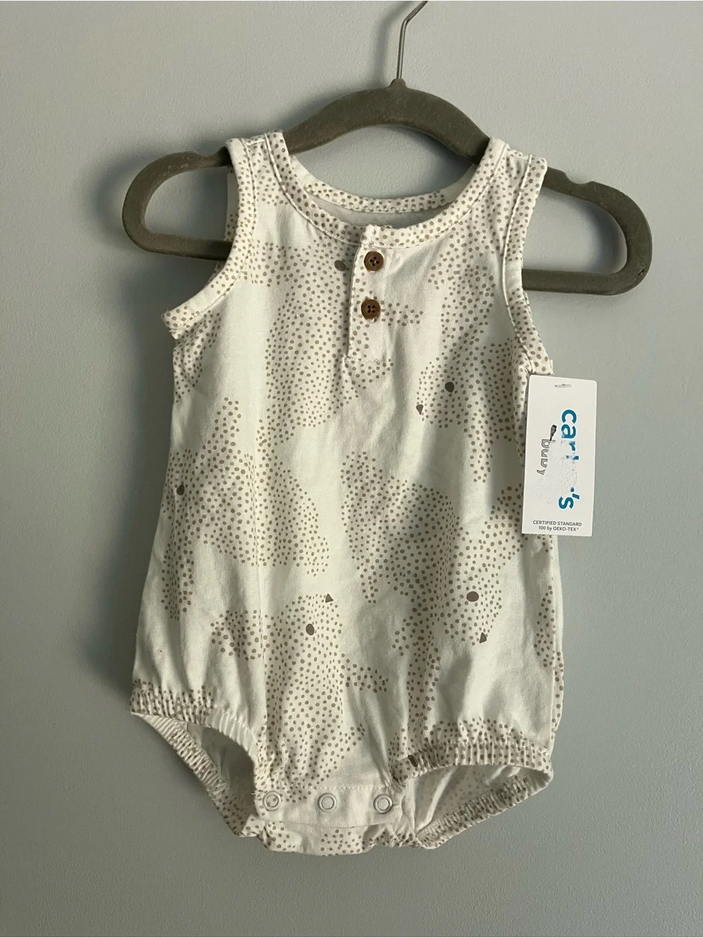 Carter's Cream Romper with Bunny Rabbit Print